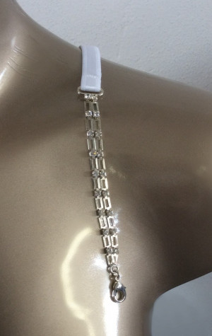 Ozdobná silikonová ramínka LEILIEVE 17 stříbrný dvojitý řetízek s kamínky