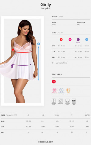 Krásná košilka Girlly babydoll XXL - Obsessive