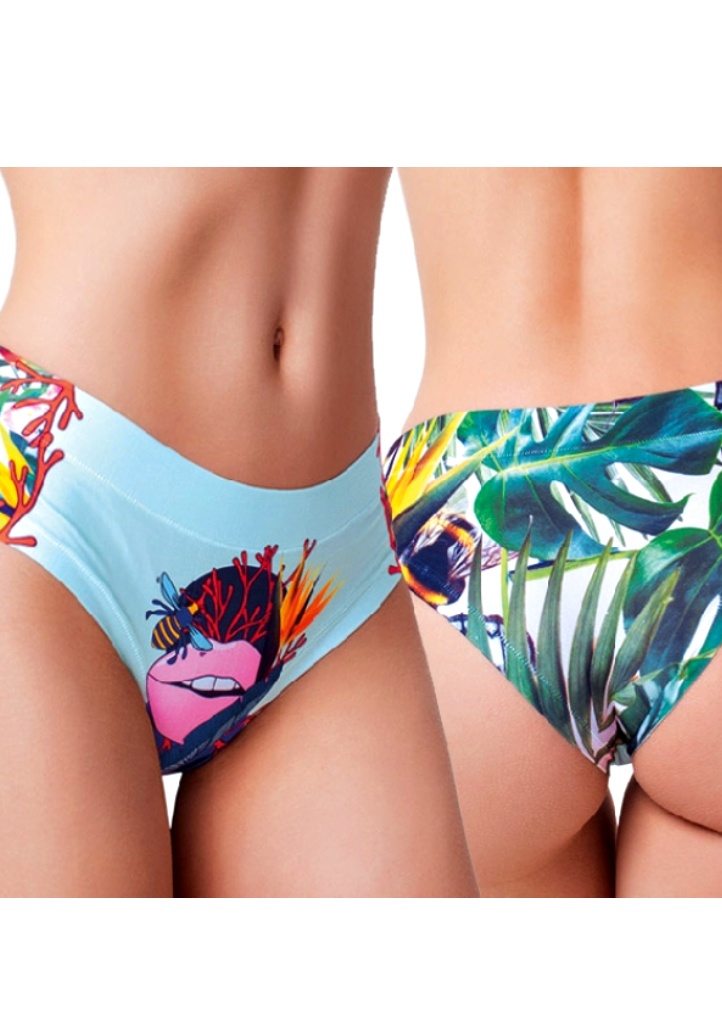 Dámské kalhotky Meméme BOTANIC LIPS Hi-briefs XL Dle obrázku