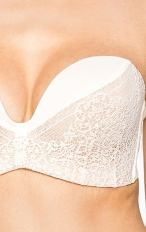 Podprsenka Wonderbra Ultimate Strapless Lace W016N - krémová