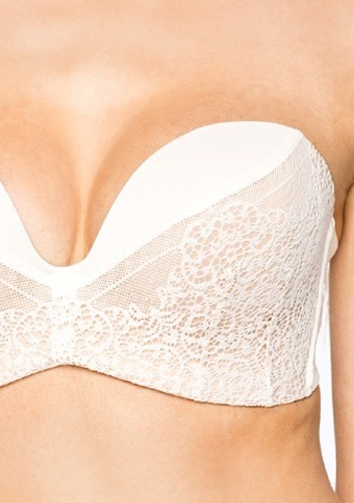 Podprsenka Wonderbra Ultimate Strapless Lace W016N - krémová