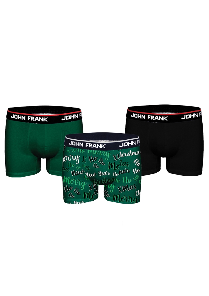 Levně Pánské boxerky John Frank JF3B-CH-01 3Pack boxerky L Dle obrázku