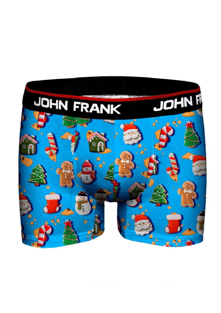 Levně Páánské boxerky John frank JFBD38-CANDY CANE M Modrá