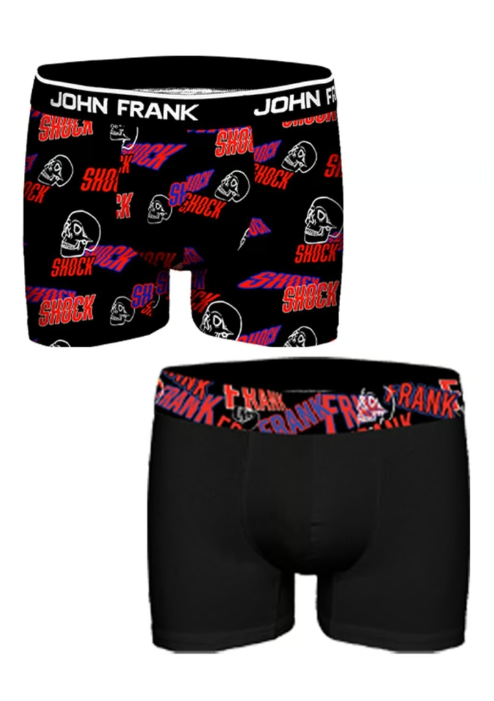 Pánské boxerky John Frank JF2BHYPE07 2PACK L Černá