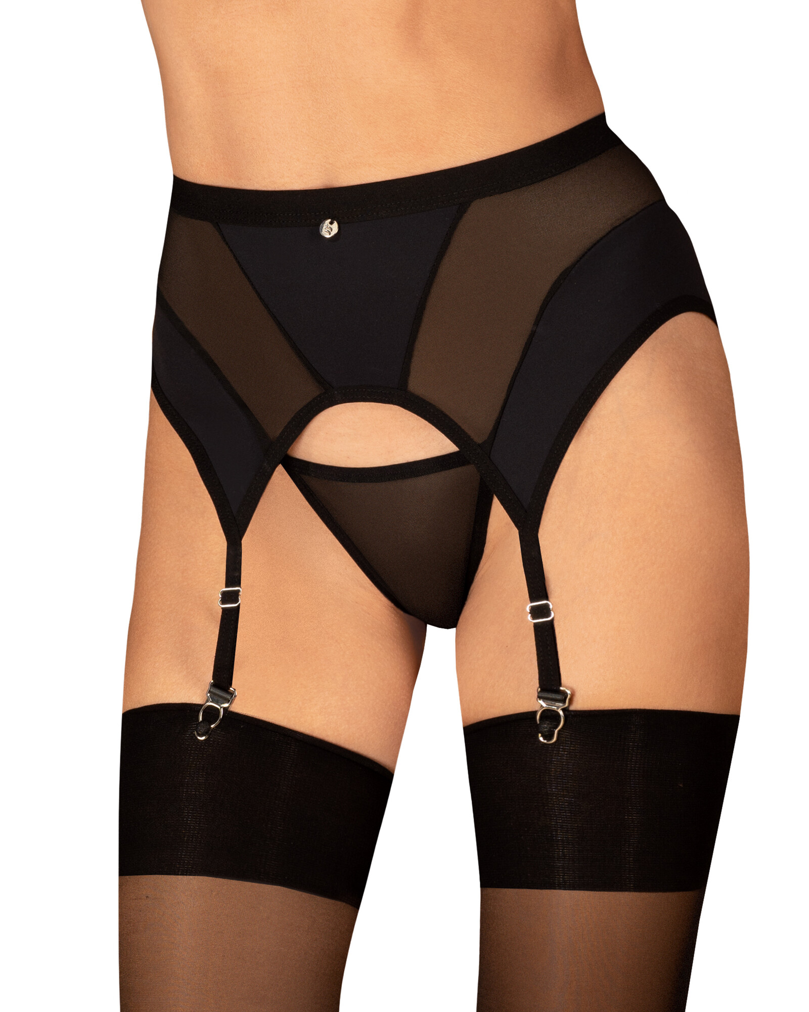 Levně Elegantní podvazkový pás Chic Amoria garter belt - Obsessive M/L Černá