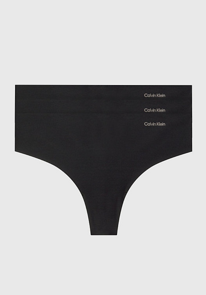 Dámské bezešvé tanga Calvin Klein QD3558E UB1 3PACK M Černá