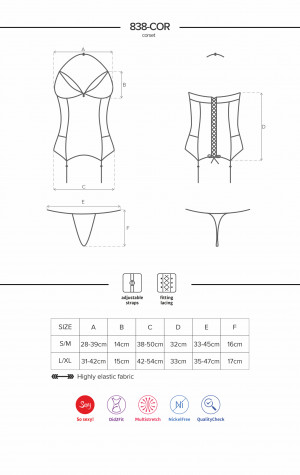 Dámsky korzet Obsessive 838 - COR