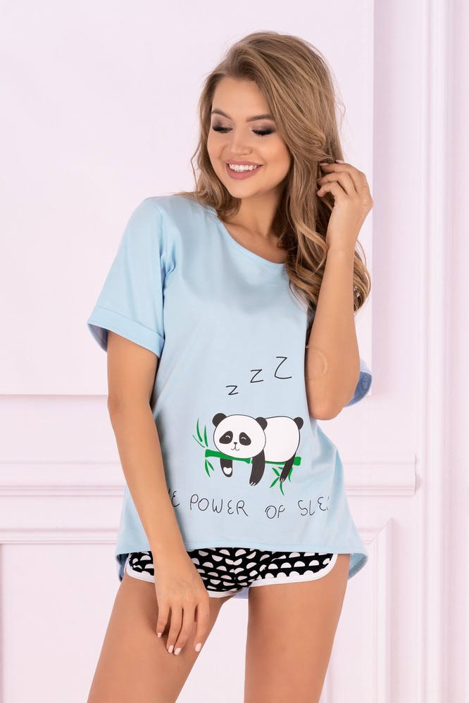 Levně Dámské pyžamo Panda - LivCo Corsetti L/XL modro - černá