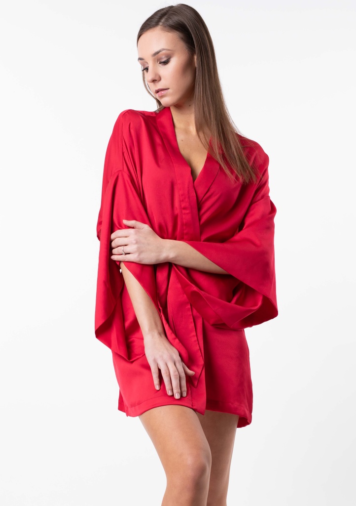 Levně Dámské kimono Guess O92X03 L Červená