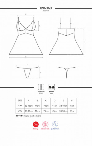Košilka 810-BAB black babydoll - Obsessive