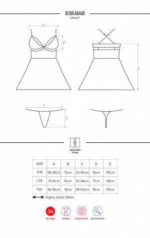 Košilka 838-BAB babydoll red - Obsessive