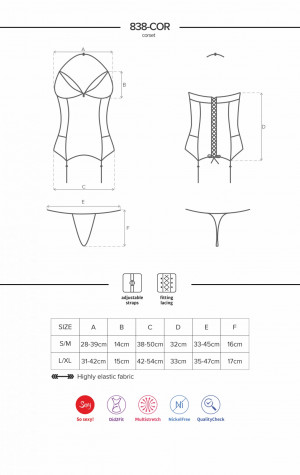 Korzet 838-COR corset red - Obsessive