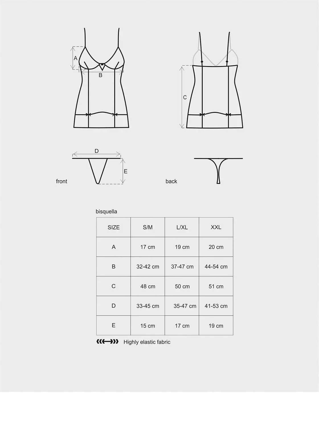 Košilka Bisquella chemise XXL - Obsessive