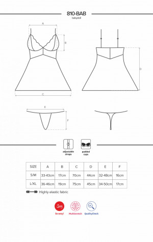 Košilka 810-BAB black babydoll - Obsessive