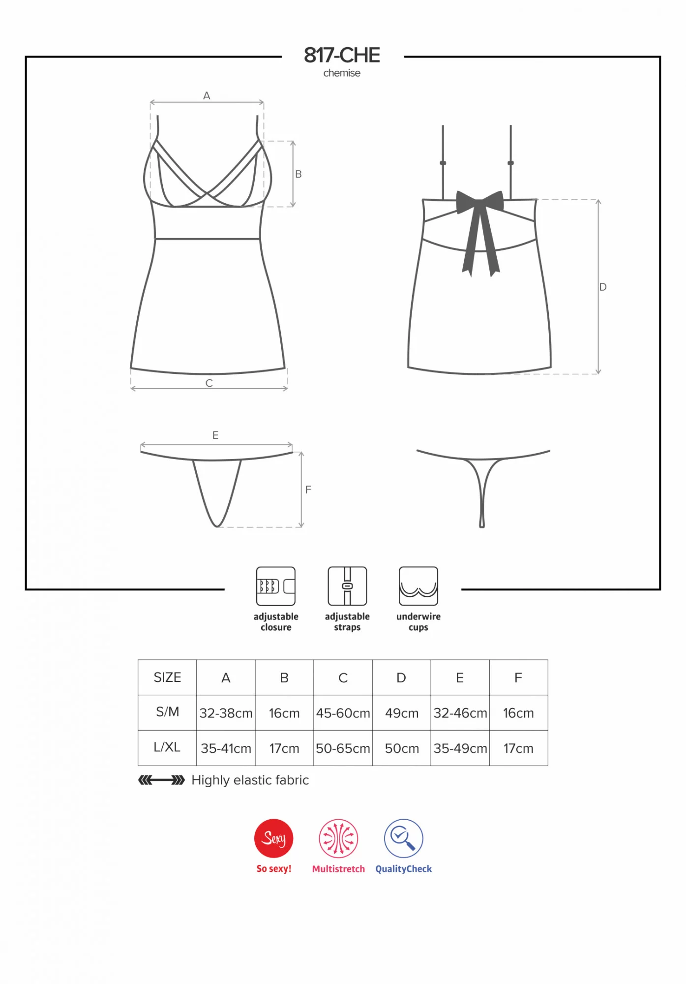 Košilka 817-CHE chemise - Obsessive