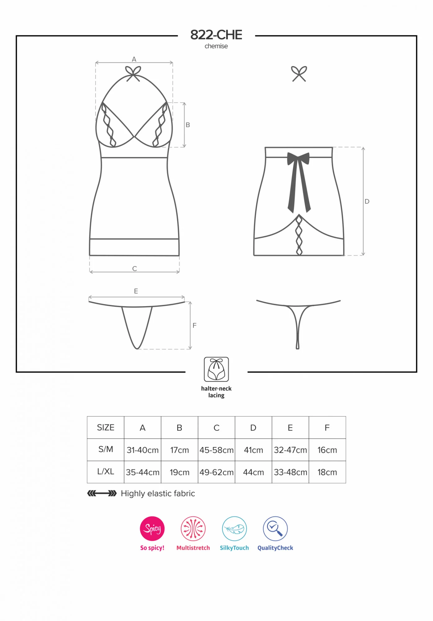 Košilka 822-CHE chemise - Obsessive