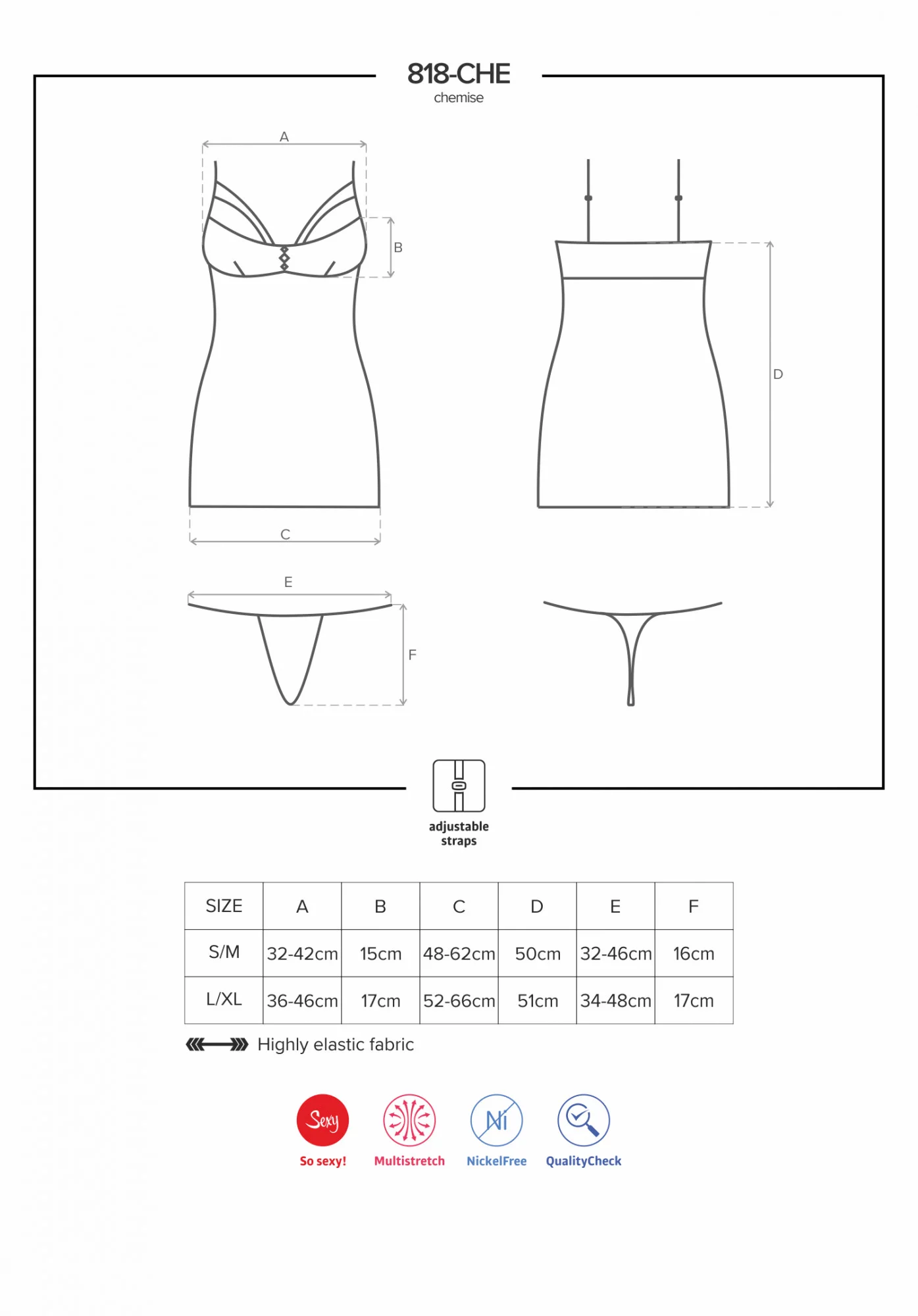 Košilka 818-CHE chemise - Obsessive