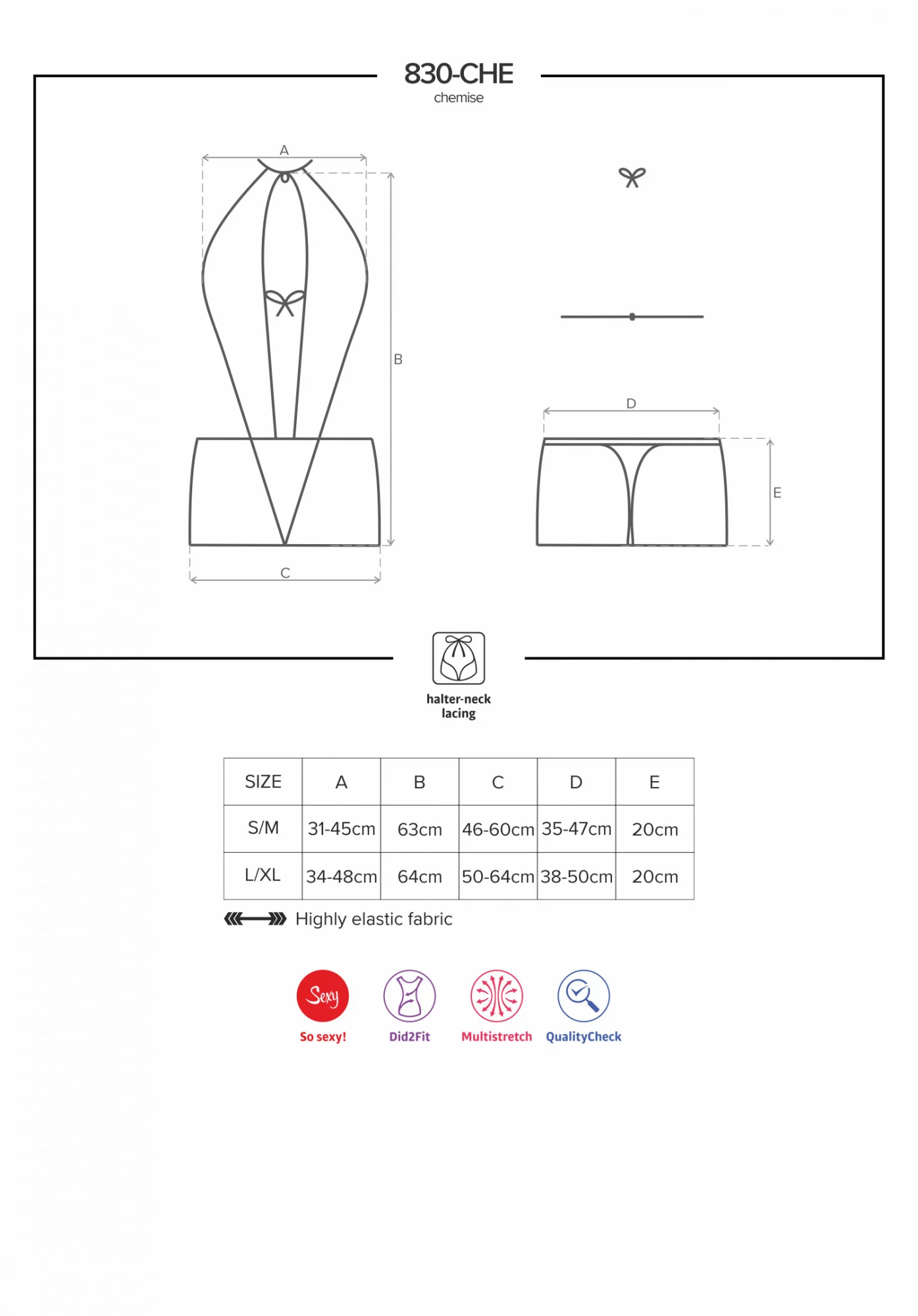 Neodolatelná košilka 830 - CHE chemise - Obsessive