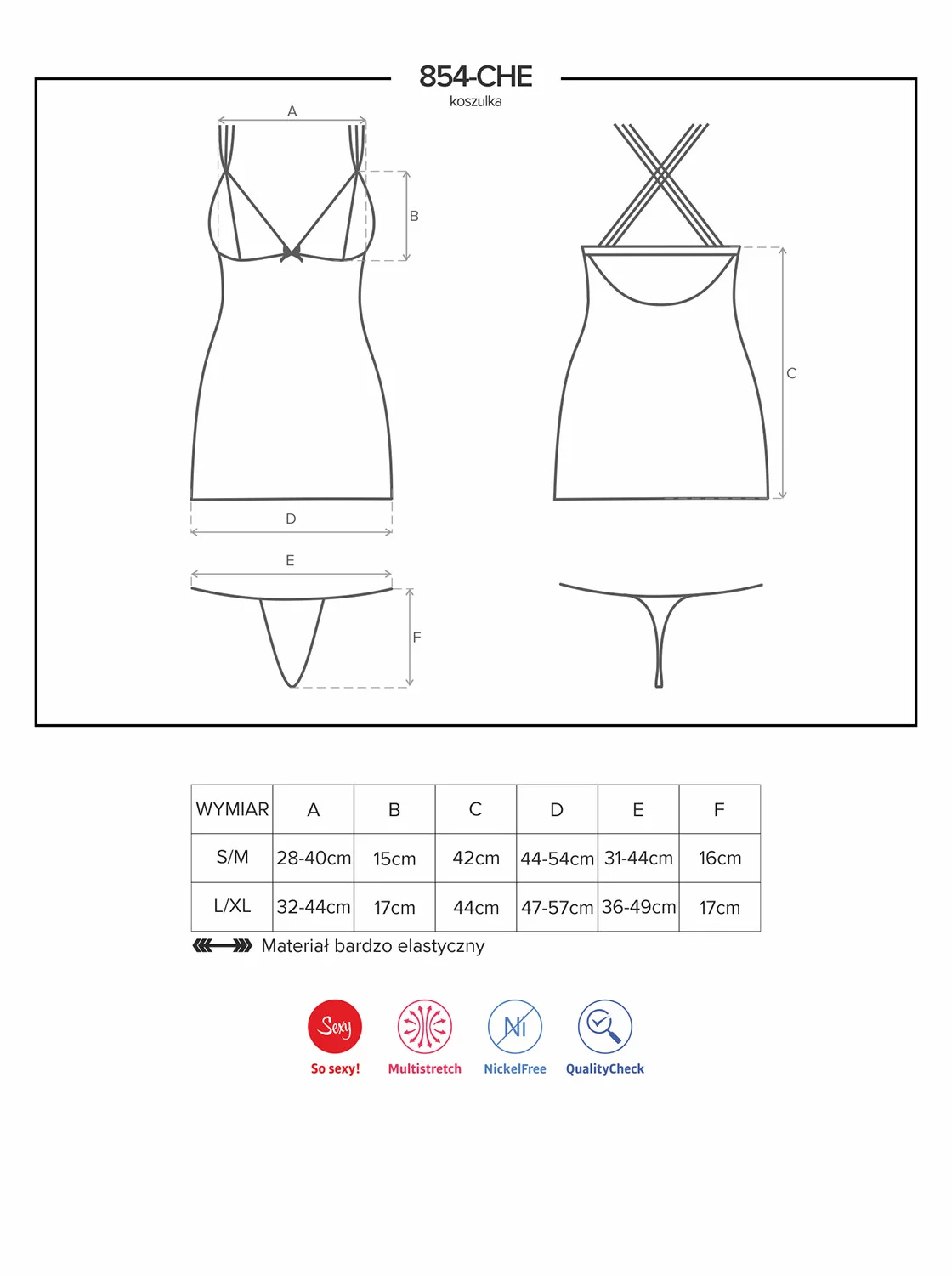 Romantická košilka 854 - CHE - Obsessive