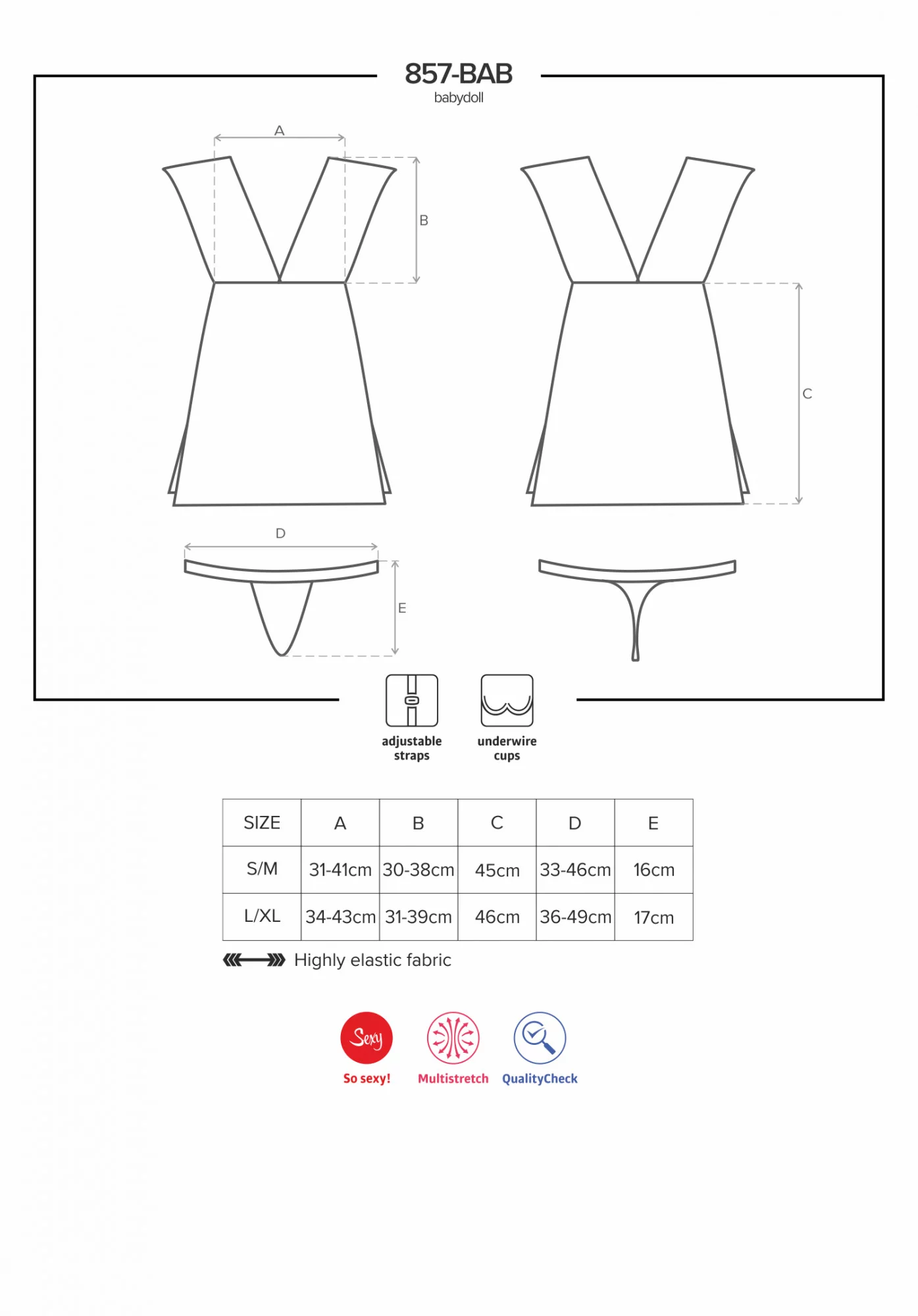 Rozkošná košilka 857 - BAB babydoll - Obsessive