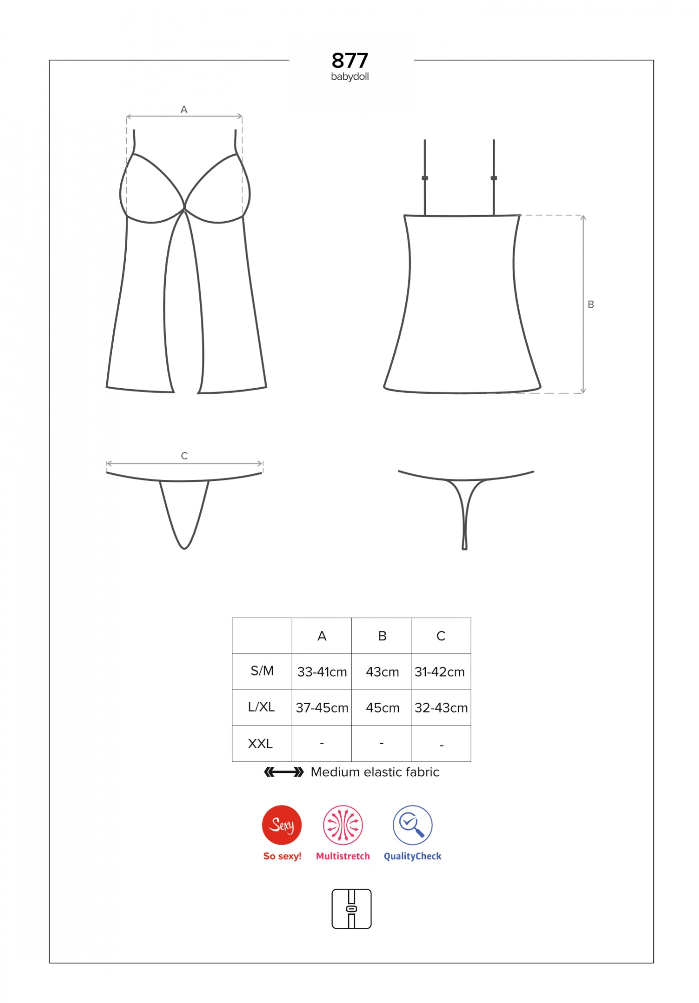 Smyslná košilka 877 - BAB - Obsessive