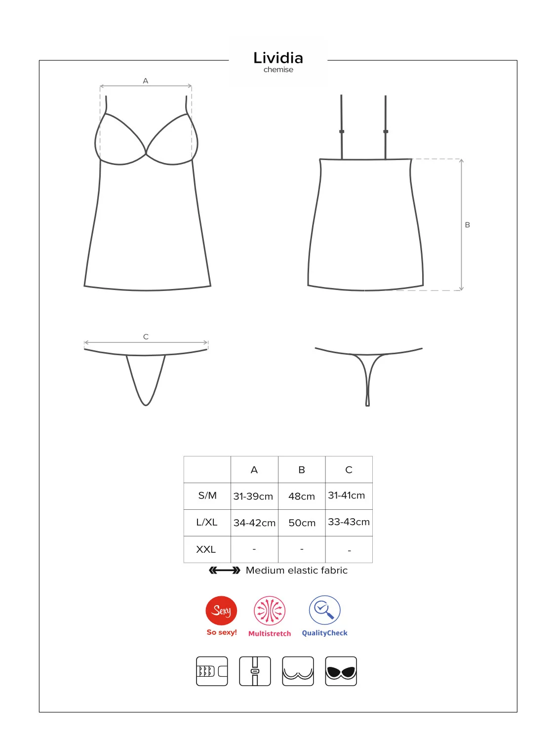 Elegantní košilka Lividia chemise - Obsessive