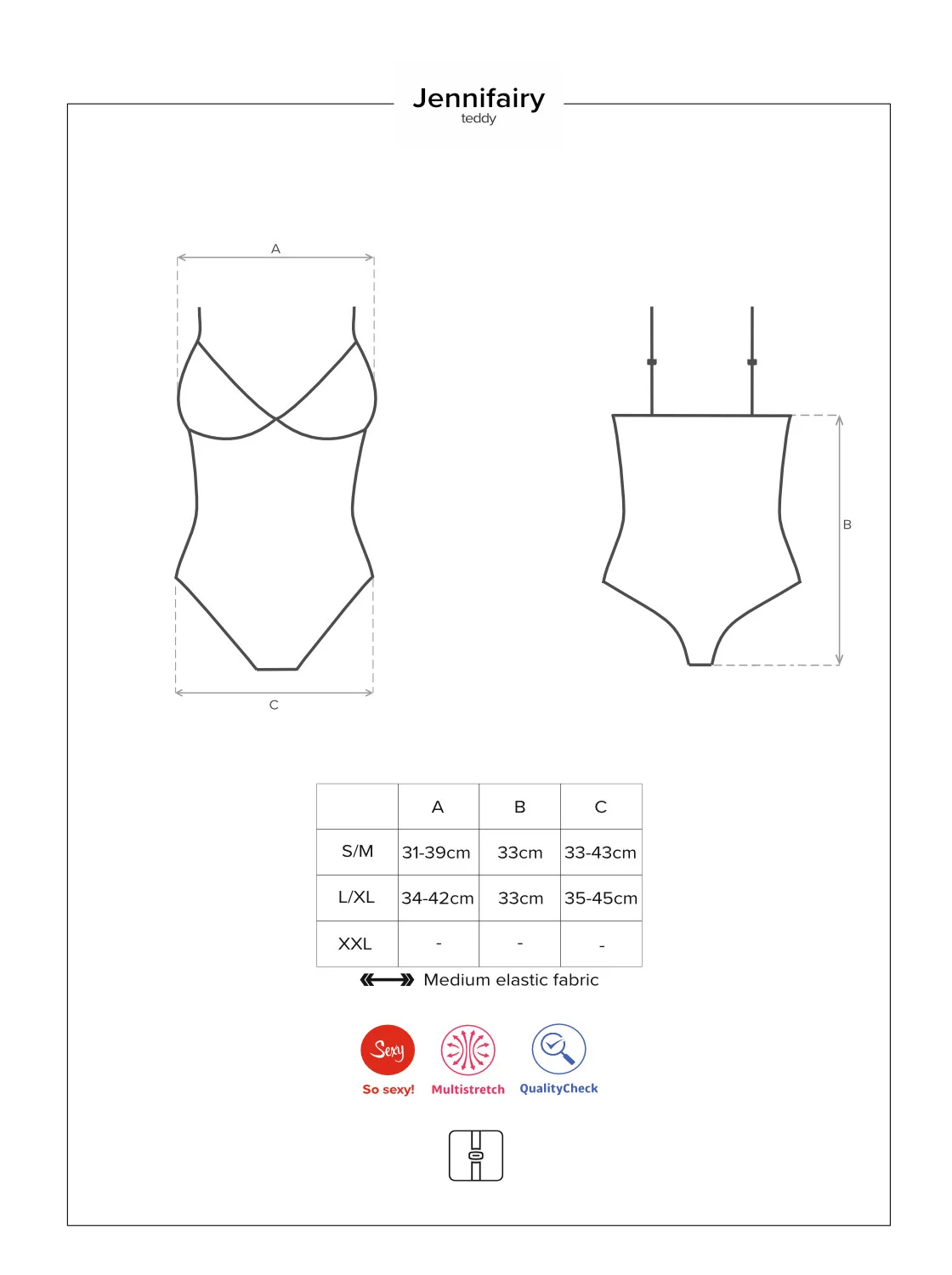 Elegantní body Jennifairy teddy-  Obsessive