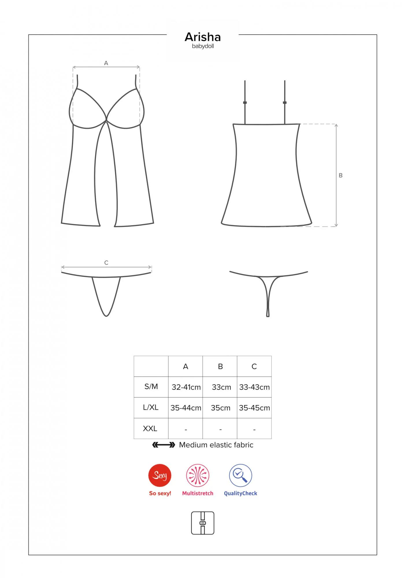 Vášnivá košilka Arisha babydoll - Obsessive