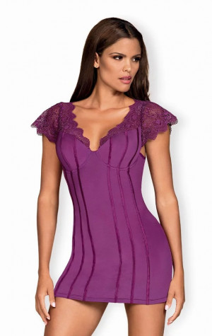 Výjimečná košilka Moketta chemise purple - Obsessive