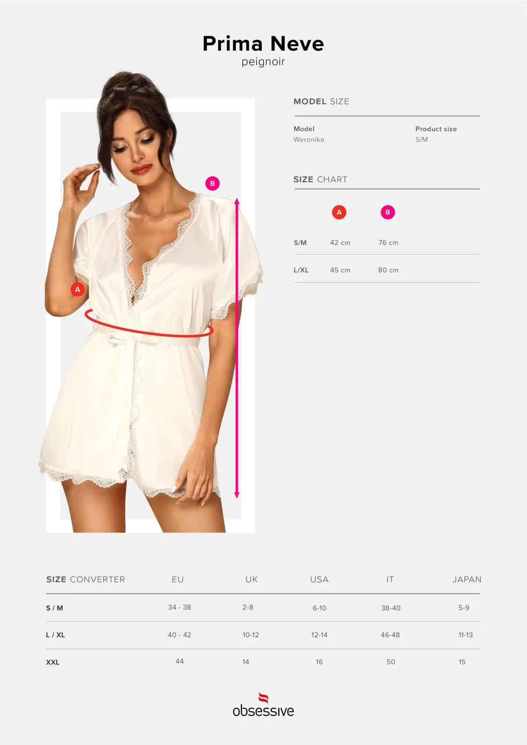 Saténový župan Prima Neve peignoir - Obsessive