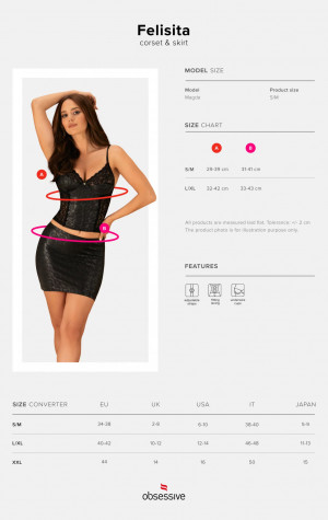 Žhavý set Felisita corset & skirt - Obsessive