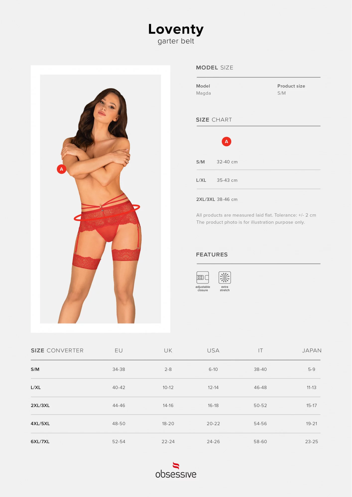 Vášnivý podvazkový pás Loventy garter belt 2XL/3XL - Obsessive