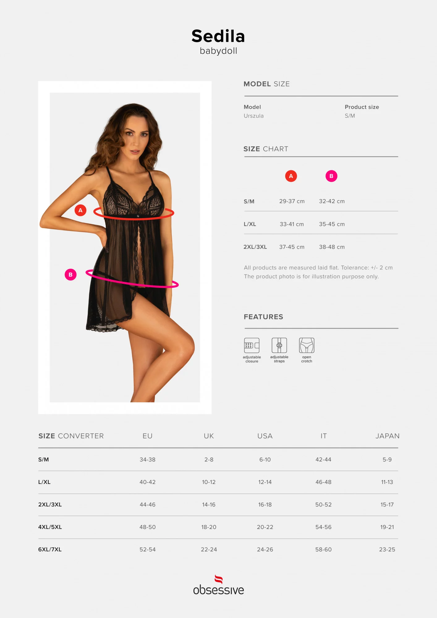 Jemná košilka Sedila babydoll - Obsessive