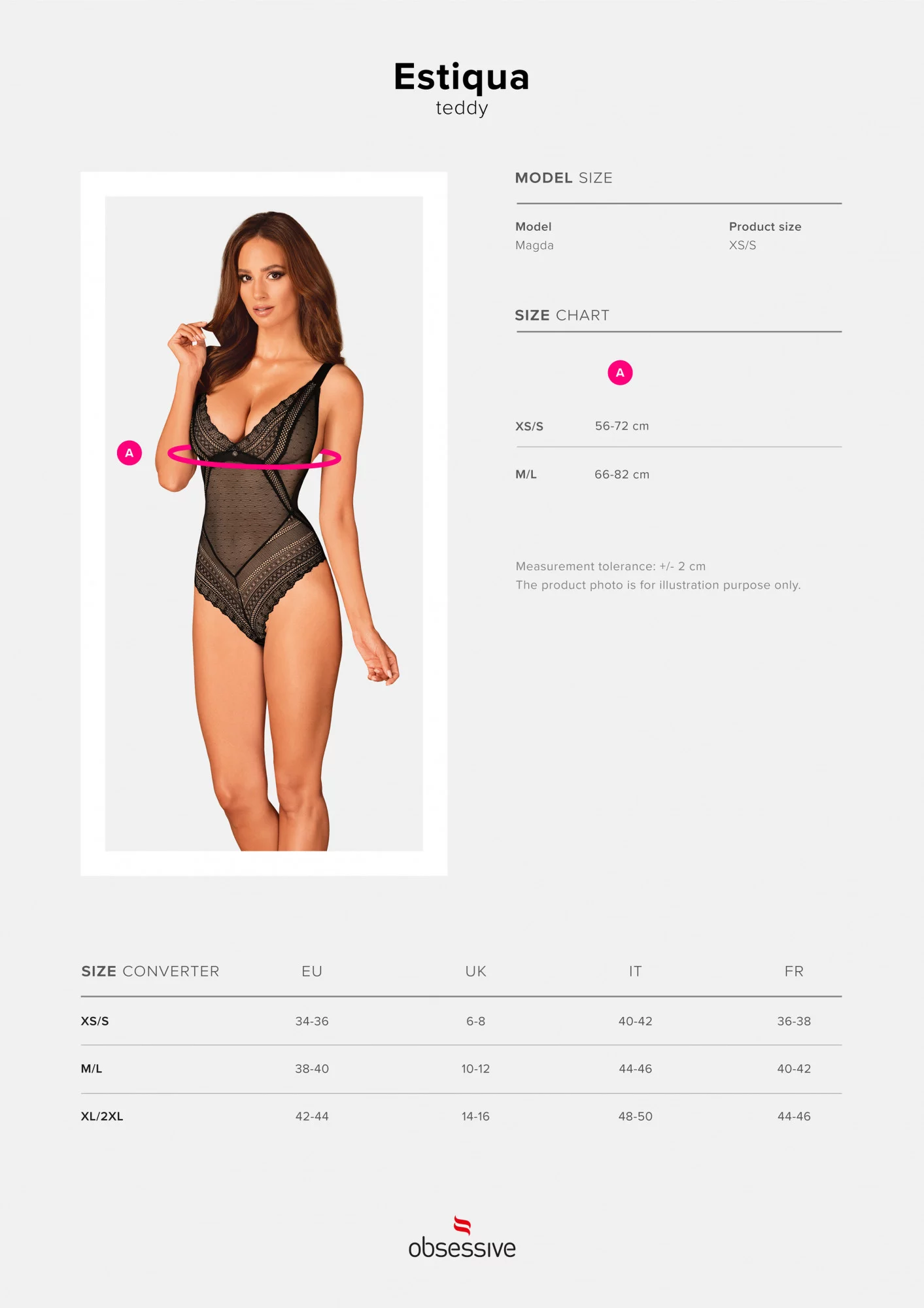 Jemné body Estiqua teddy - Obsessive