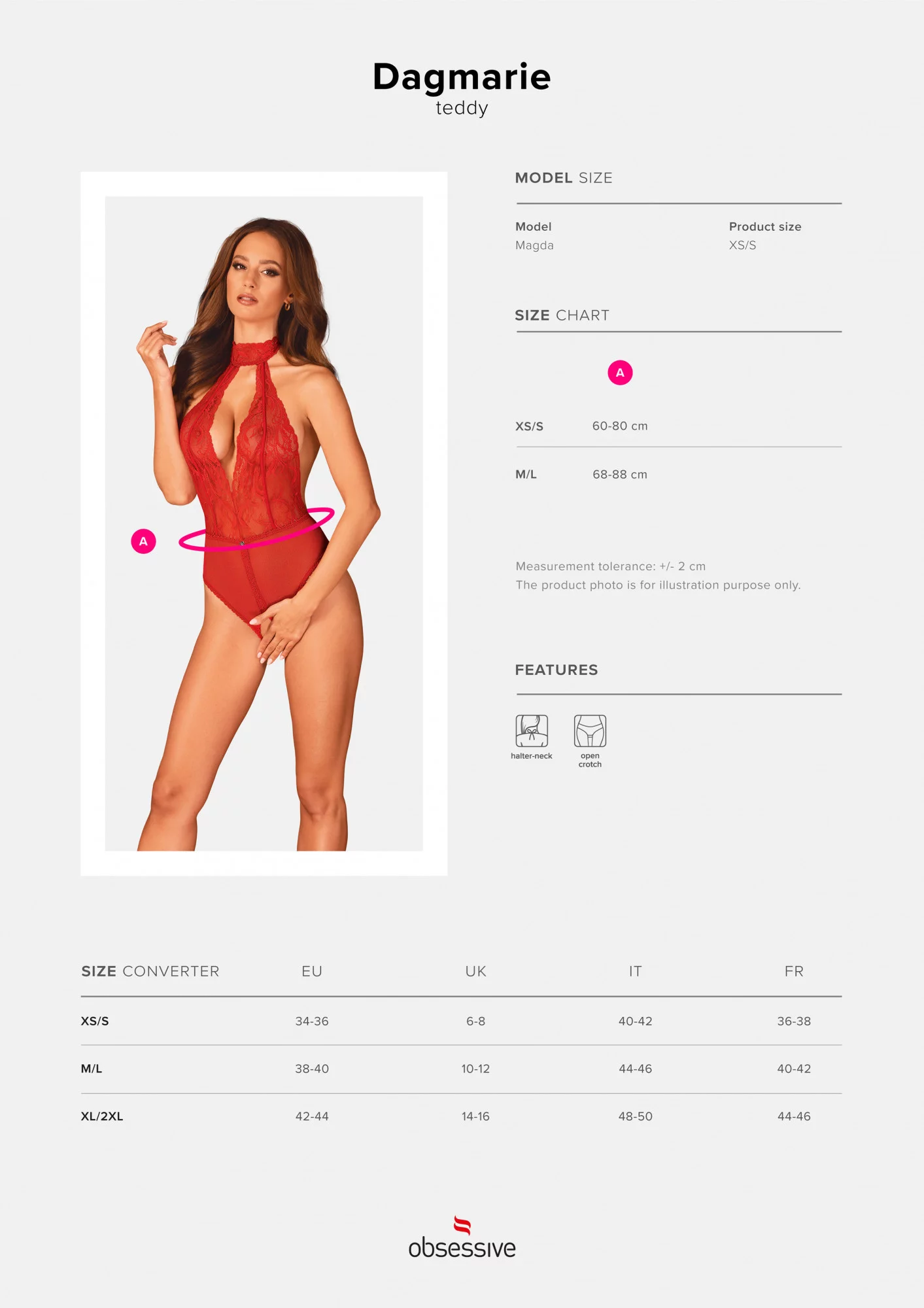 Elegantní body Dagmarie teddy - Obsessive