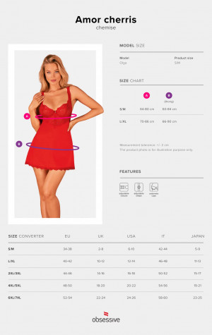 Jemná košilka Amor Cherris chemise - Obsessive