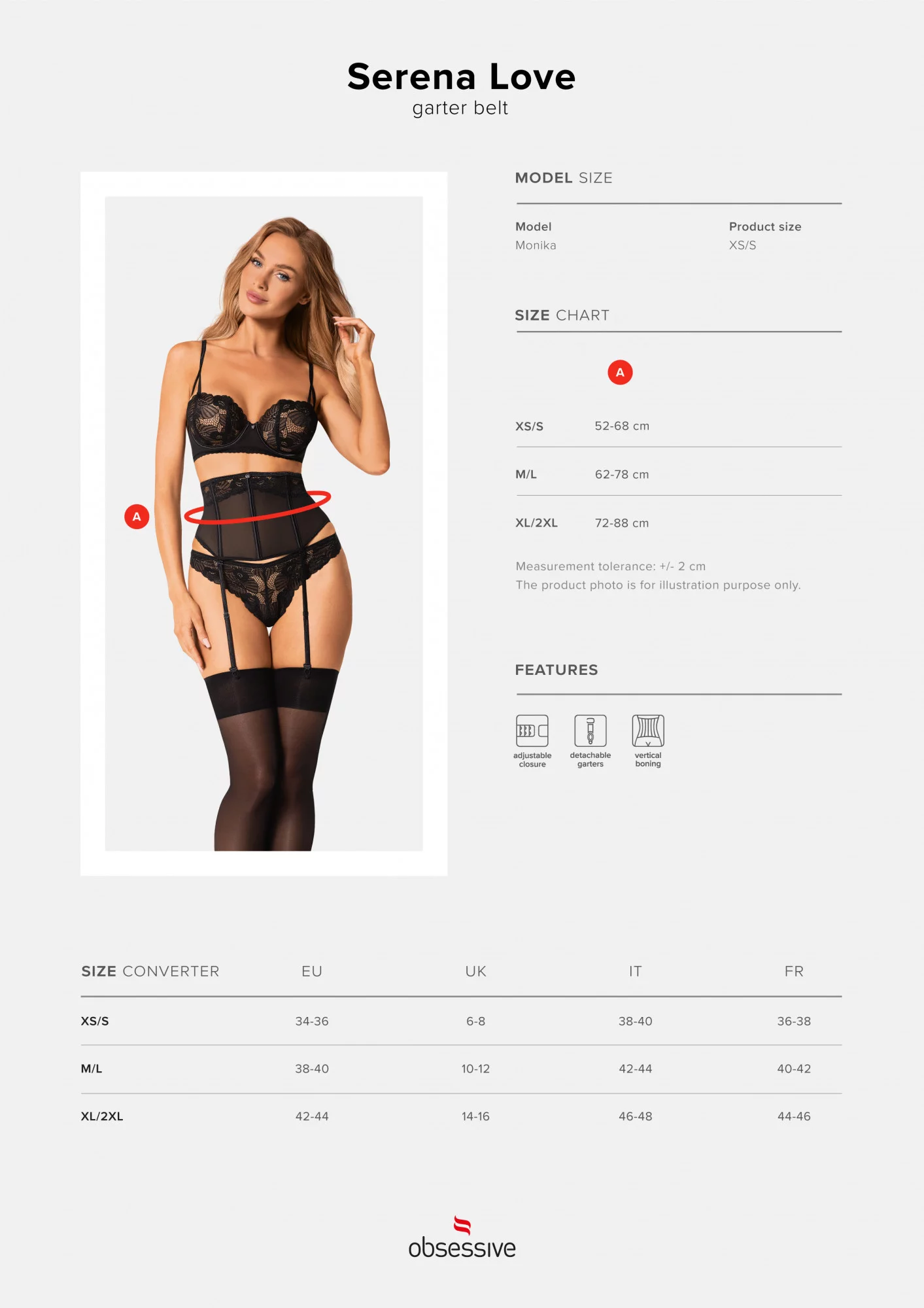 Kouzelný podvazkový pás Serena Love garter belt - Obsessive