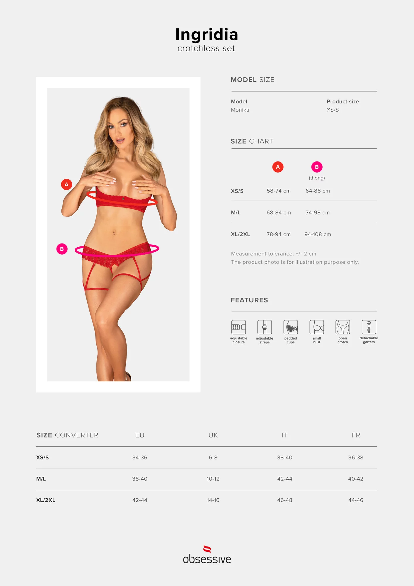 Krásný set otevřený Ingridia crotchless set - Obsessive