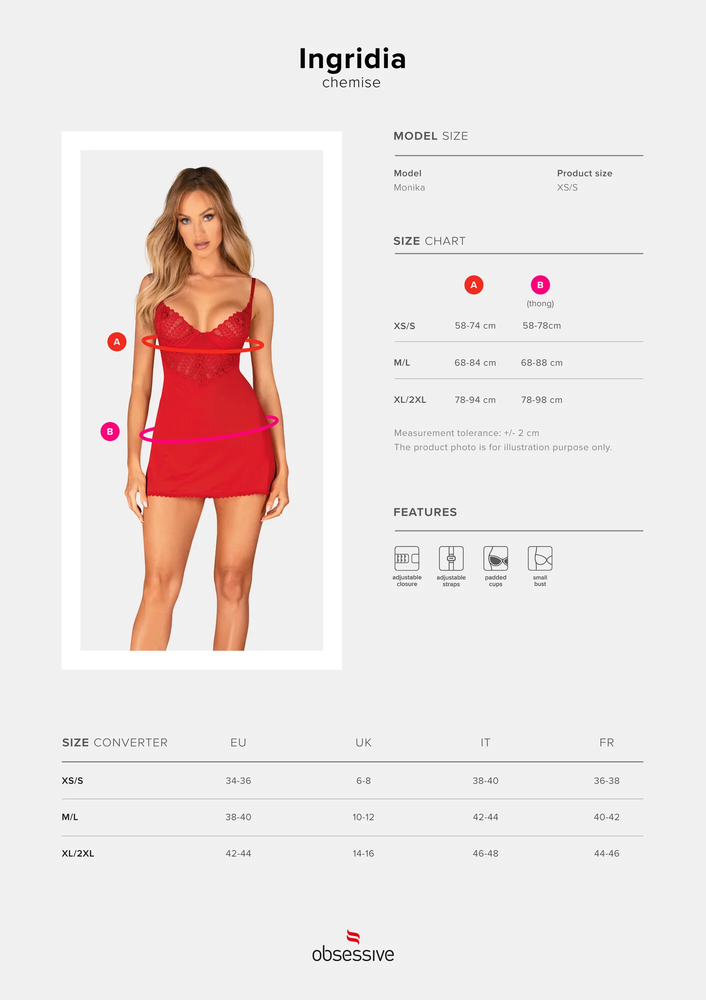 Elegantní košilka Ingridia chemise - Obsessive