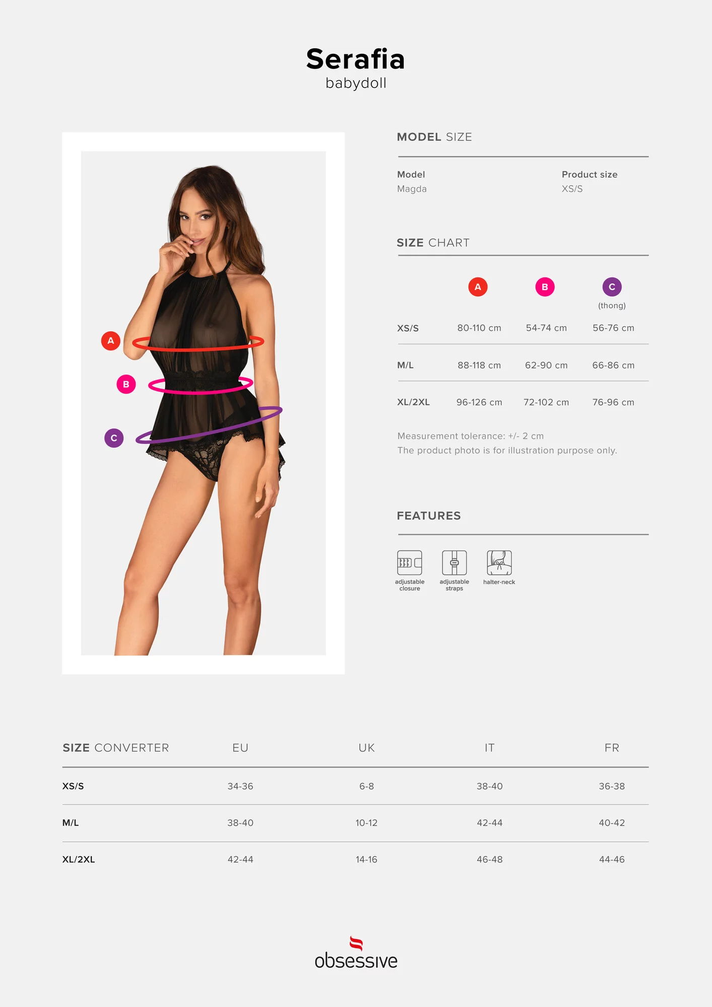 Smyslná košilka Serafia babydoll - Obsessive