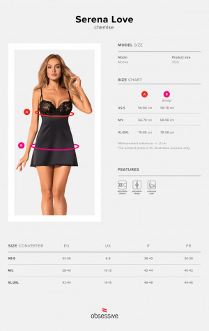Elegantní košilka Serena Love chemise - Obsessive