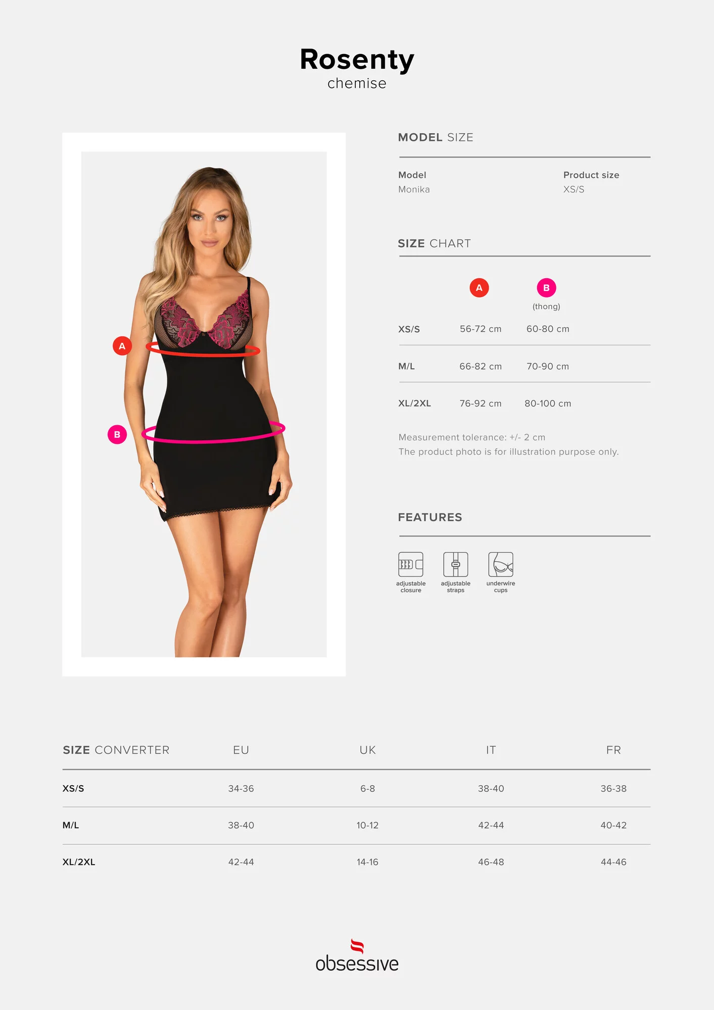 Jemná košilka Rosenty chemise - Obsessive