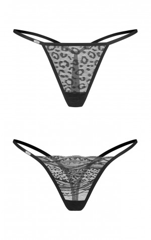 Dámská sexy tanga Clara 2-Pack černé - Obsessive