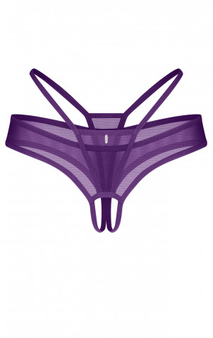 Dámská svůdná tanga Vibres crotchless fialové - Obsessive