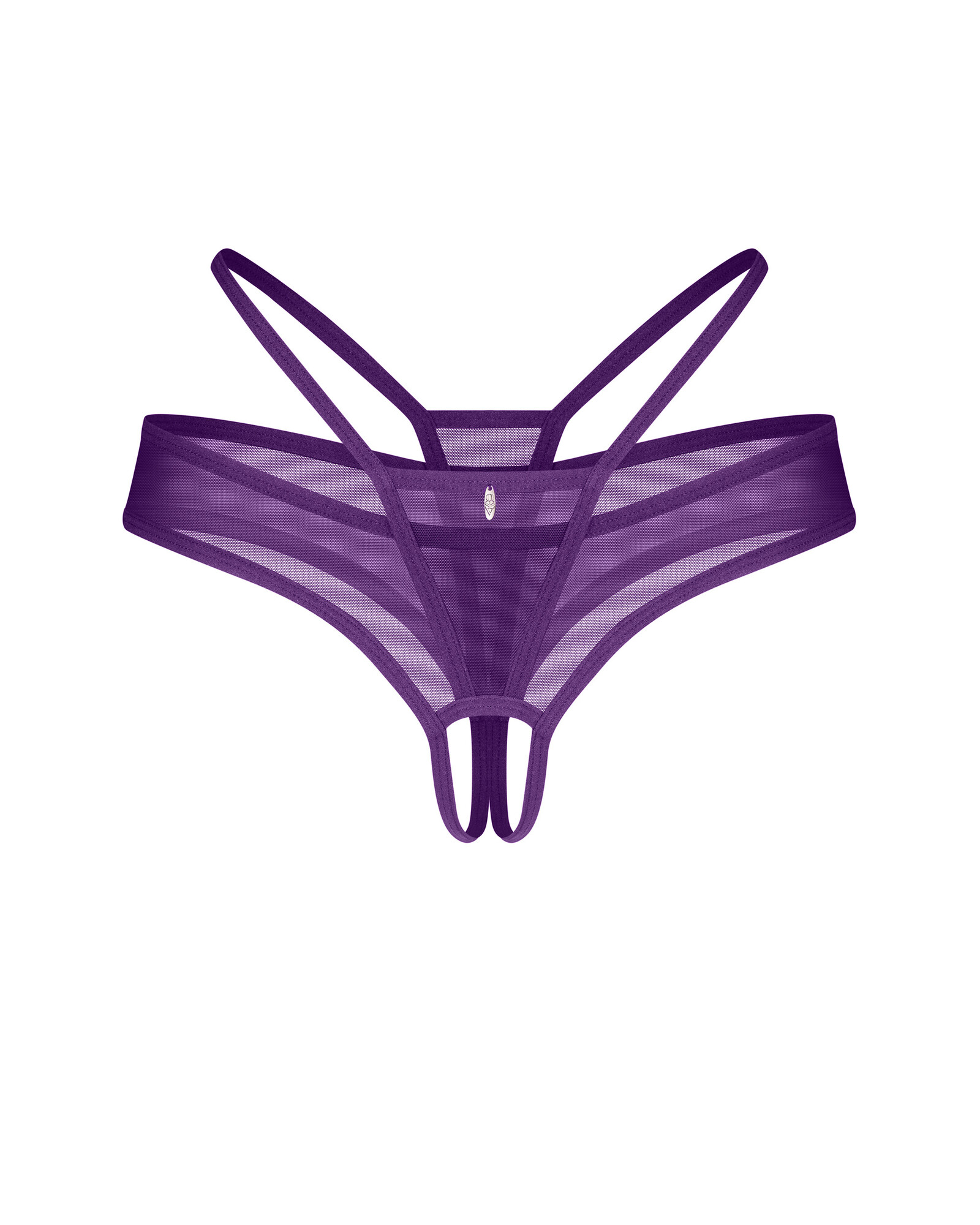 Dámská svůdná tanga Vibres crotchless fialové - Obsessive