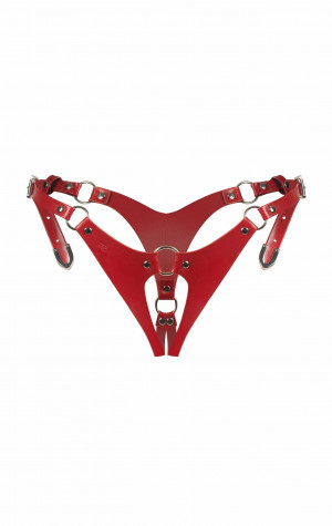 D&aacute;msk&aacute; erotick&aacute; otevřen&aacute; tanga Inferro crotchless červen&eacute; - Obsessive