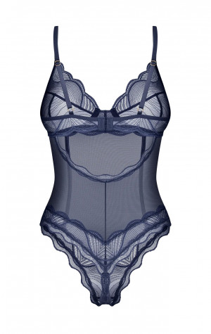D&aacute;msk&eacute; body Nightly Blue Crotchless Teddy tm. modr&eacute; - Obsessive