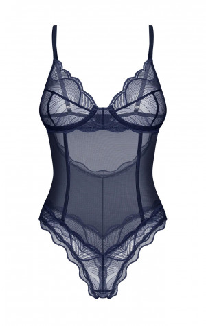 D&aacute;msk&eacute; body Nightly Blue Crotchless Teddy tm. modr&eacute; - Obsessive