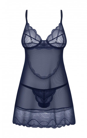 D&aacute;msk&aacute; svůdn&aacute; ko&scaron;ilka Nightly Blue Chemise tm. modr&aacute; - Obsessive