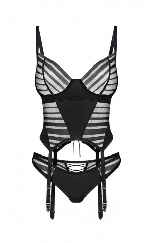 D&aacute;msk&yacute; sexy korzet Lune Bellis Corset čern&yacute; - Obsessive